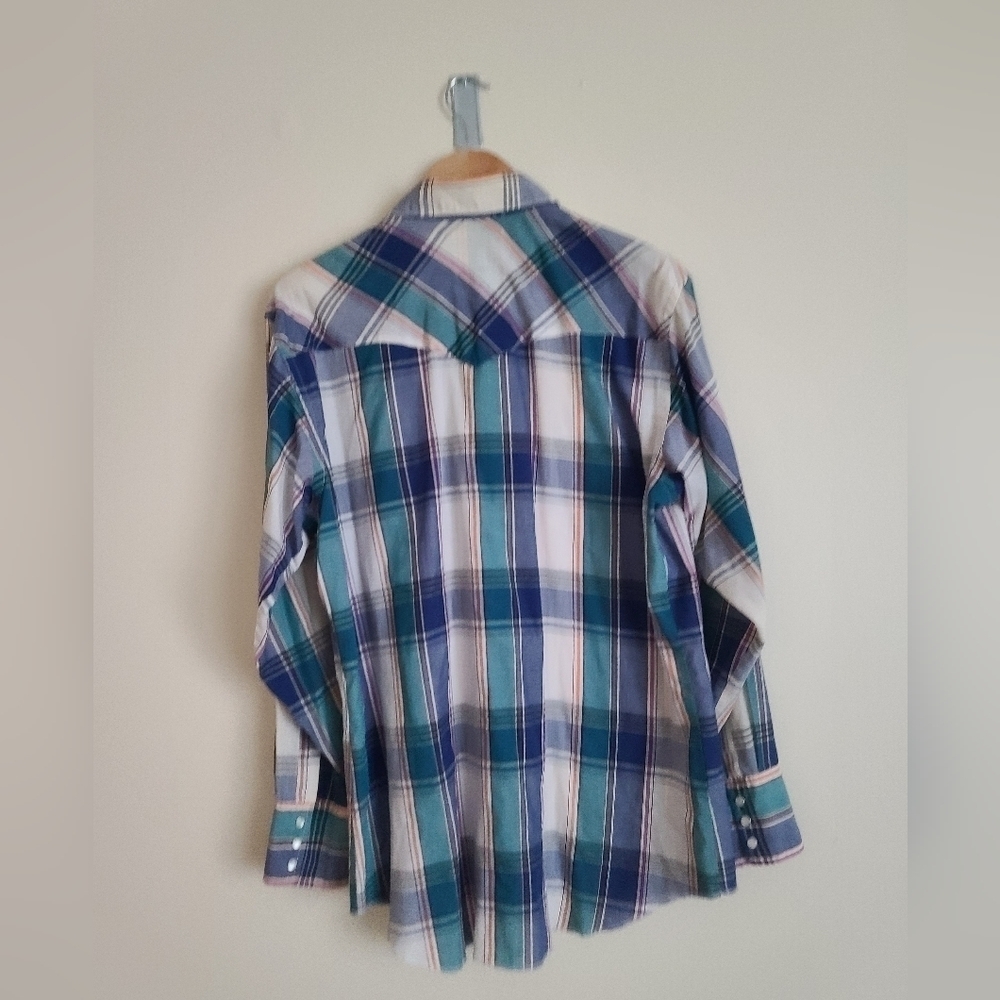 Wrangler Western Shirt Men's Large Pearl Snap Single sz l - Picture 6 of 10